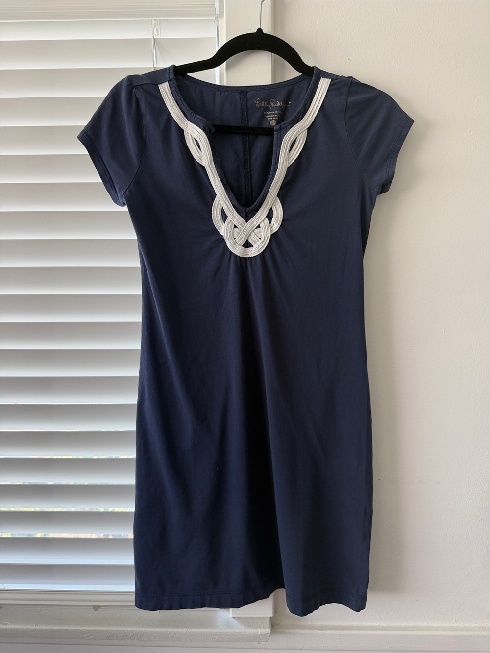 Lilly Pulitzer Navy Blue Mini Dress with White Rope Trim